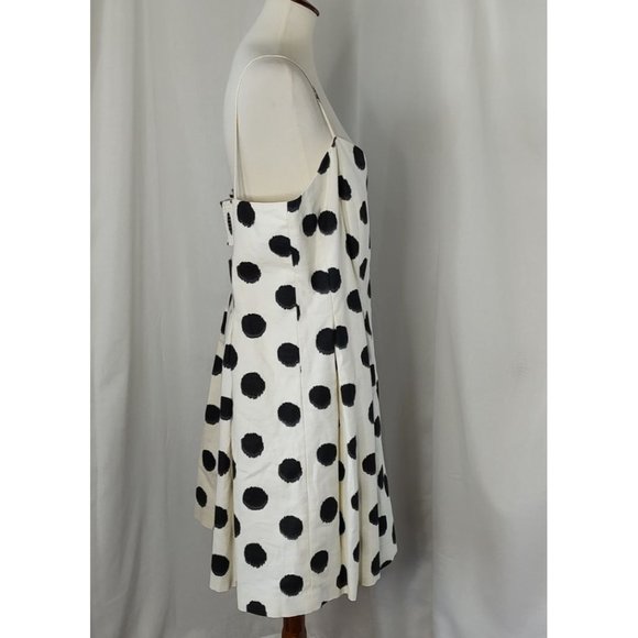 LOFT Dress White Black Polka Dot straps Cut OutBack Cotton Fit & Flare - Picture 4 of 10